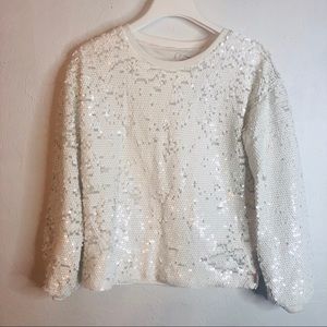 white sequin sweater